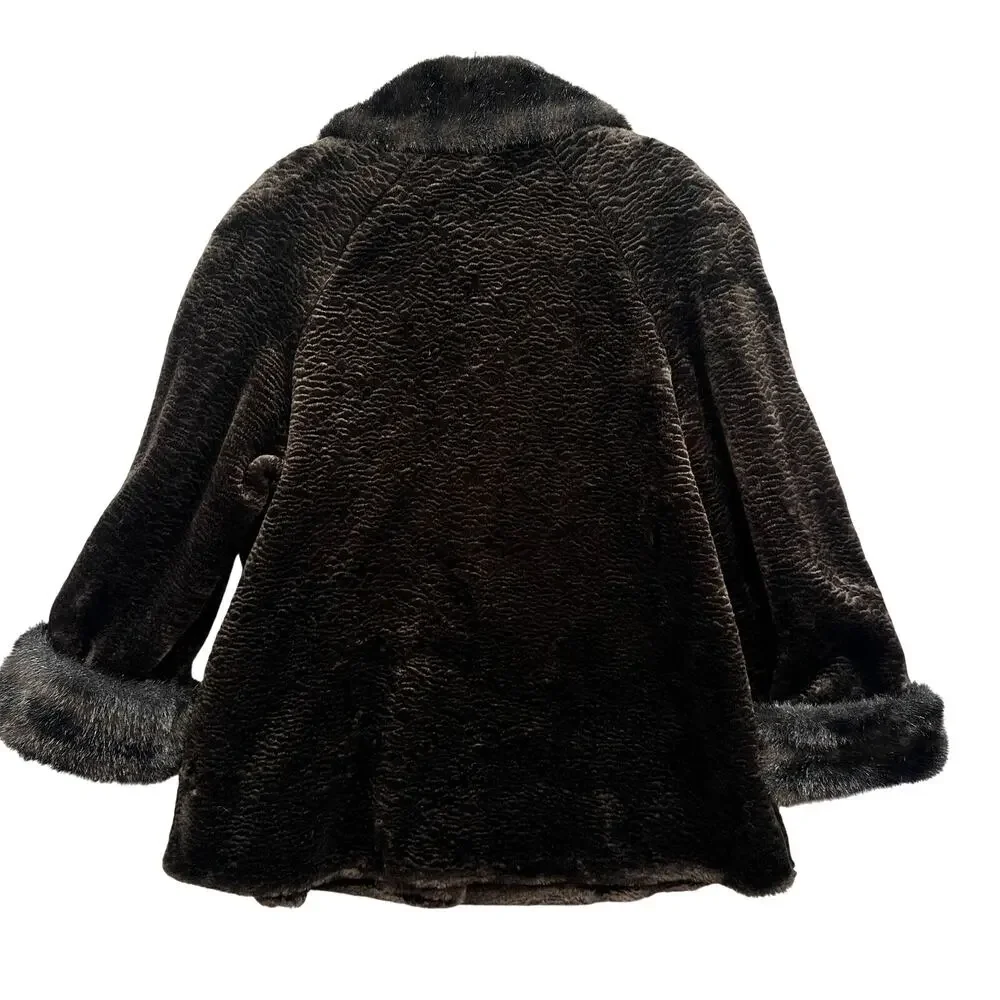 VTG Olympia Penny Lane Coat Sm Faux Fur Boho Hippie USA Afghan Y2K Brown Glam